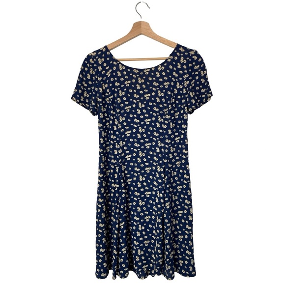 Laundry by Shelli Segal Navy Blue Floral Mini Dress Fit & Flare Short Sleeve 6 - Picture 5 of 13